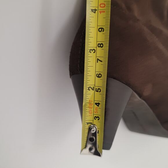 Donald J. Pliner Brown Faux Suede Sock Boot Sz 7.5 Kitten Heel Sophia Minimalist - Picture 11 of 15